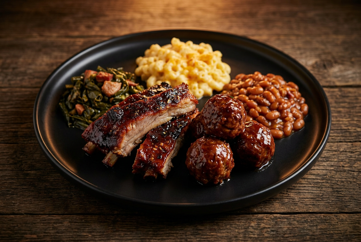 Two Meats plated example